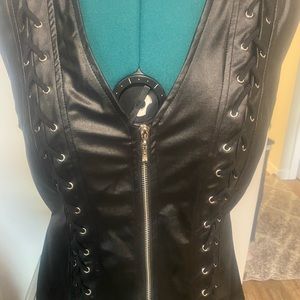Pleather look Lace up with padded chest
